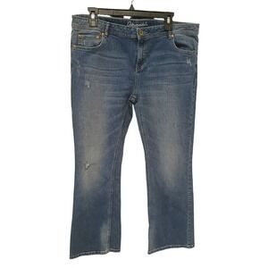 Aeropostale Chelsea Bootcut Jeans Women 18 Short Medium Wash Distressed Denim